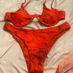 Red / Black three piece swim suit